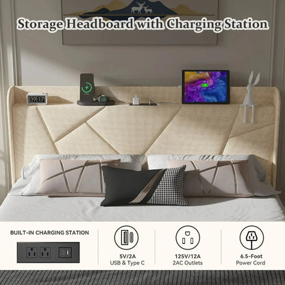 Bed Frame with Charging Ports – Full, Queen & King Sizes