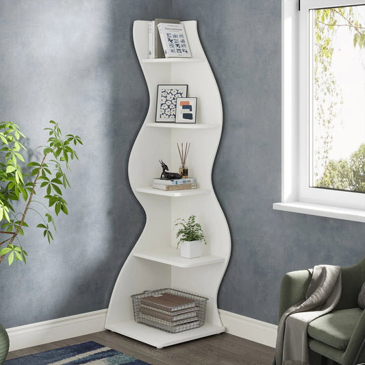 Corner bookShelf, 5-Tier Stylish Corner Bookcase