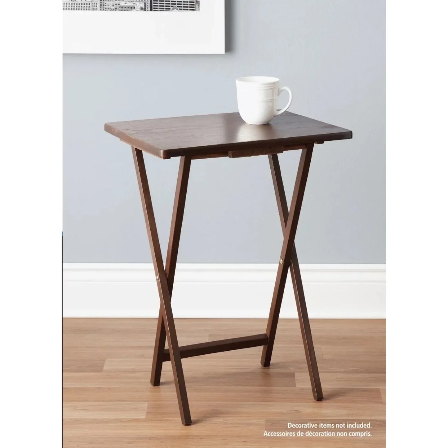 Indoor Single Folding TV Tray Table - Walnut L 19 x  W 15 x H 26