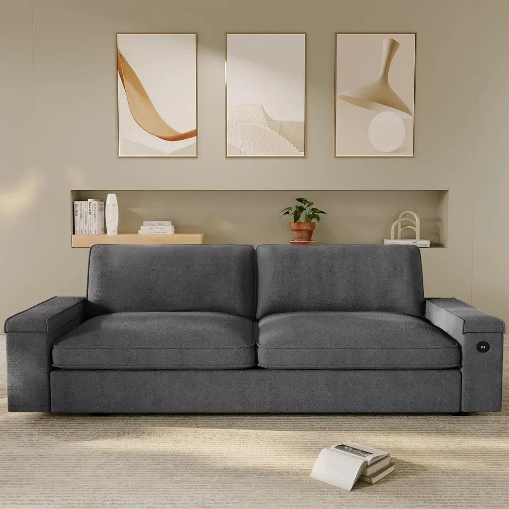 Oversized Comfy Couches, Deep Seat Sofa with Storage and 2 USB