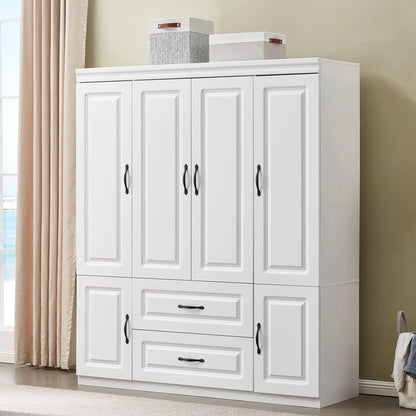 Armoire Wardrobe Closet with 3 Drawers and 4 Doors