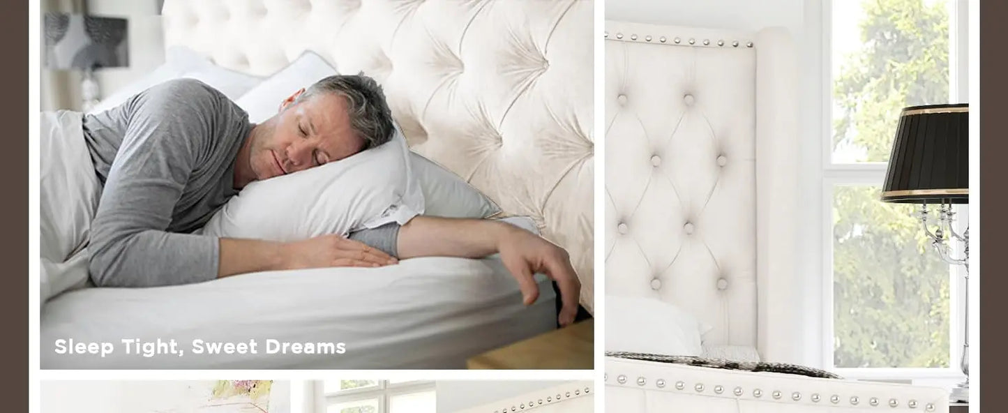 King& Queen Size Bed Frame, Velvet Upholstered