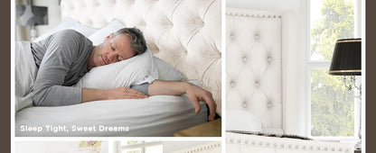 King& Queen Size Bed Frame, Velvet Upholstered