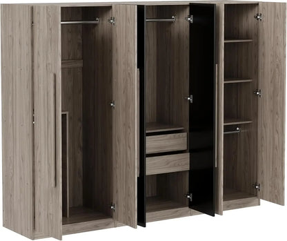 Wooden Armoire Wardrobe Cabinet with 6 Doors