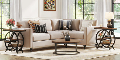 Tribesigns End Table, Narrow End Table with 3 Storage Shelves, Wooden Side Table, Industrial Small Sofa Side Table