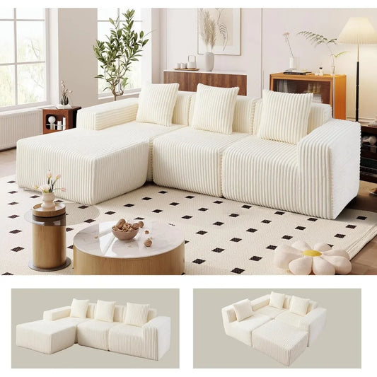 L-Shaped Free Combination Sofa，4Seater Corner Couch Deep Seat