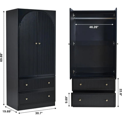 Armoire Wardrobe Closet with 2 Doors and 2 Storage Drawers