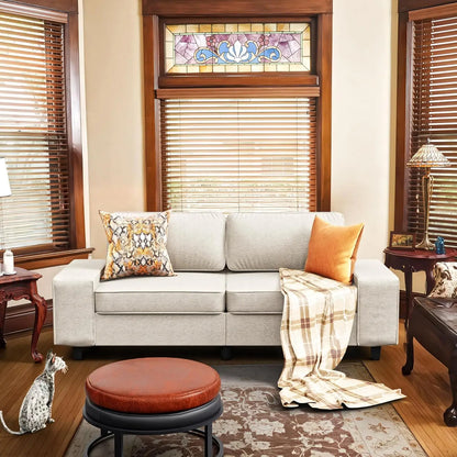 Corduroy Loveseat Couch, 3 Seater Retro Sofa with 4 Side Pockets
