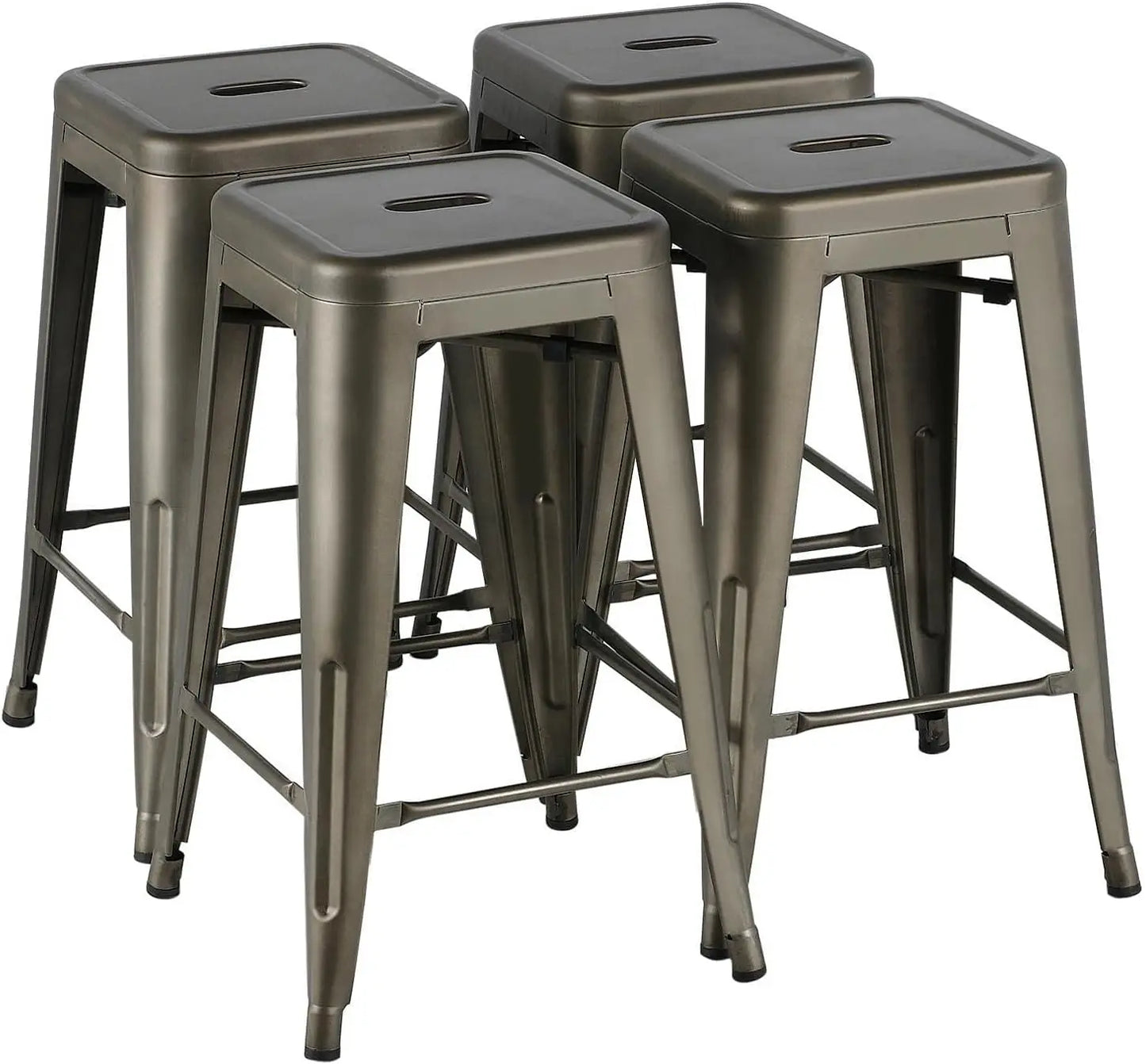 Metal Bar Stools High Backless Set of 4