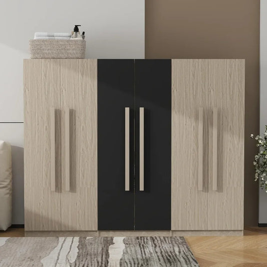 Wooden Armoire Wardrobe Cabinet with 6 Doors