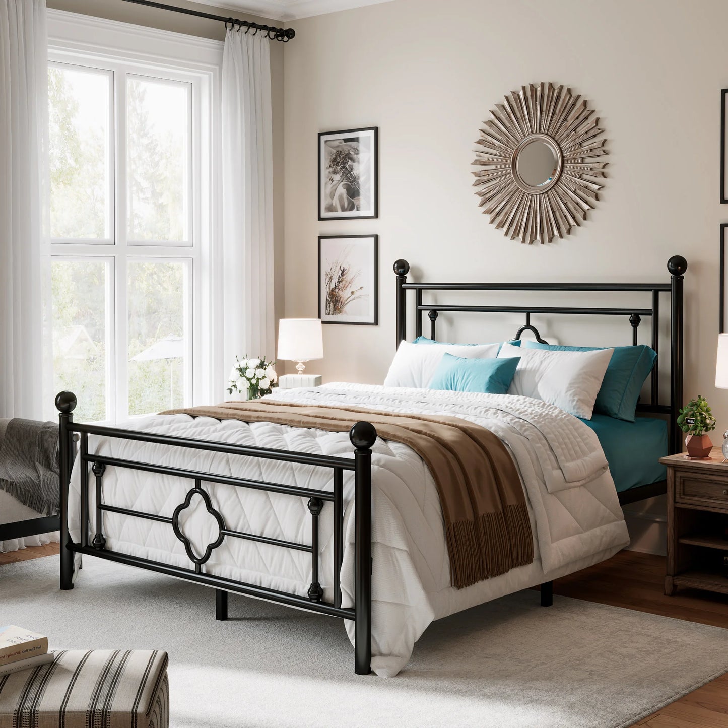 Metal Platform Bed Frame, – Full, Queen, Twin & King Sizes