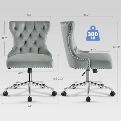 Velvet Office Chair, Adjustable Comfy Swivel Chair