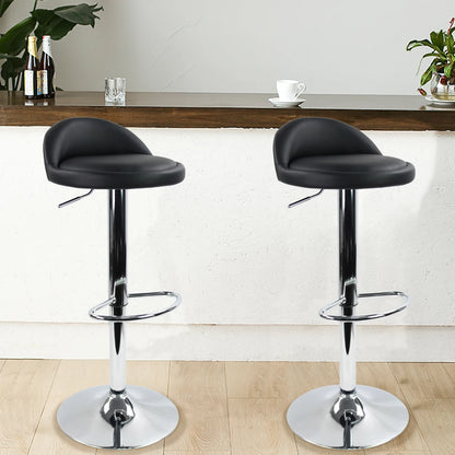 PU Leather Round Bar Stool with Back Rest Height