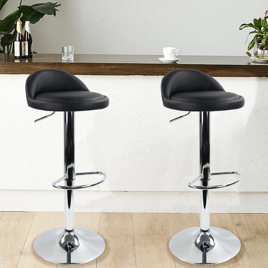 PU Leather Round Bar Stool with Back Rest Height