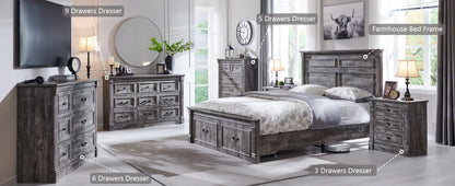 Queen Size Bed Frame, with Storage Drawers