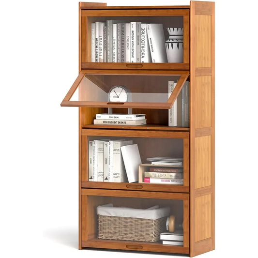 Bookcase with Doors, Bookshelf with Flip-up Doors