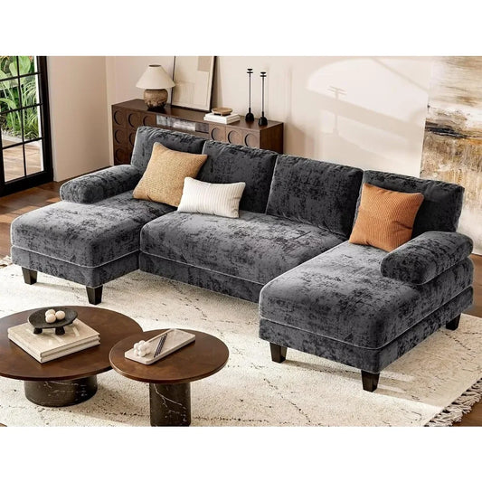 U Shaped Sectional Couch, Sofa with Double Chaise
