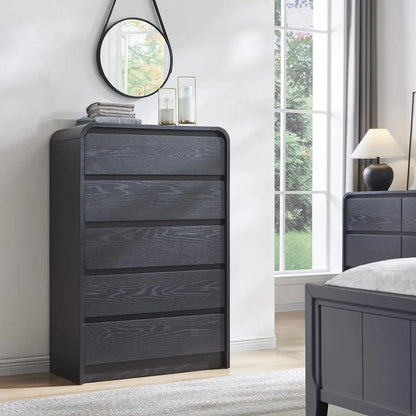5 Drawers Dresser, Chest of Drawers w/Curved Profile Design