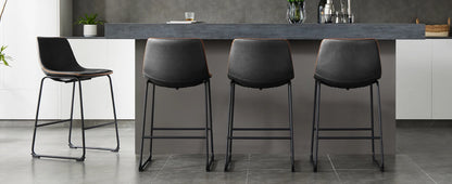 Pu Leather Bar Stools Set of 2 Counter Height