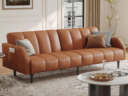 Sofa Bed Couch, 2 Seater Faux Leather Futon Sleeper