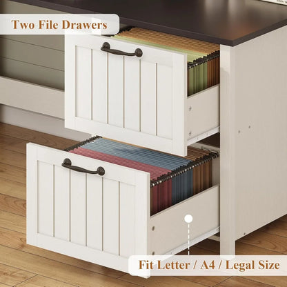 63" Executive Desk with Drawers and Storage Cabin