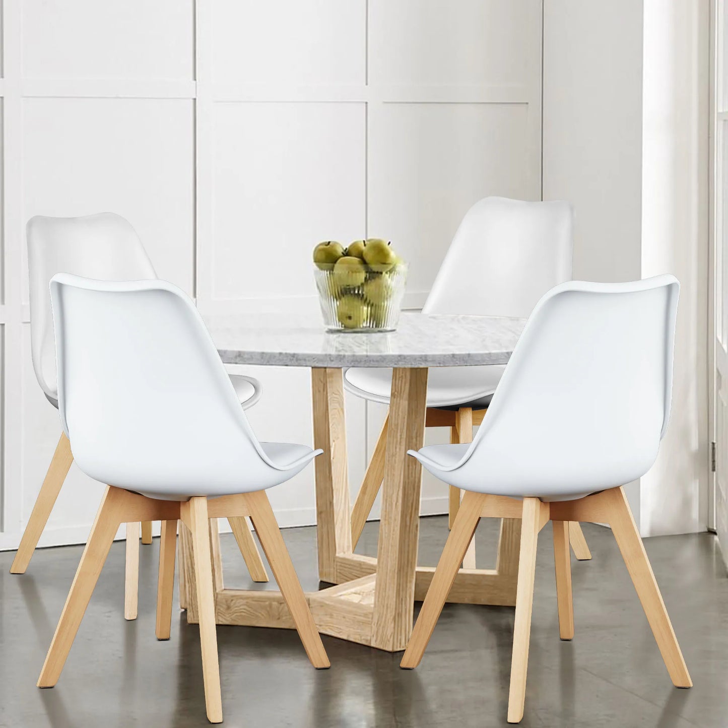 Leather Dining Chairs Set of 4 Wooden Legs