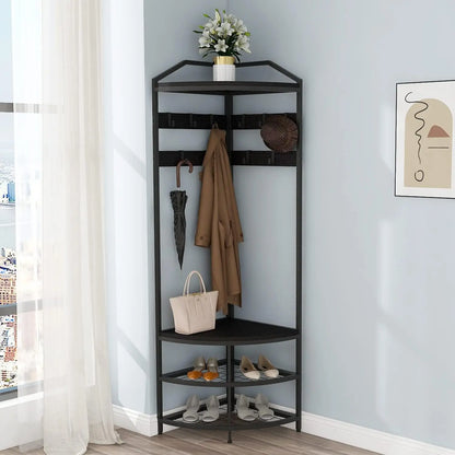 Entryway Coat Rack with Shoes Shelf Organizer