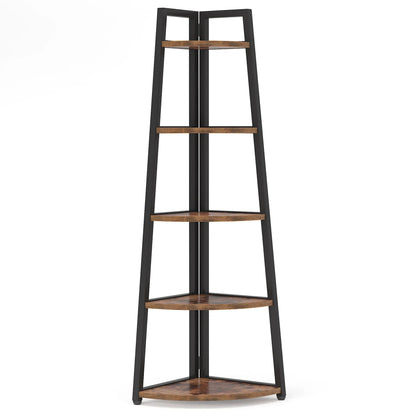 Corner Bookcase, Bookshelf with Rack Wood